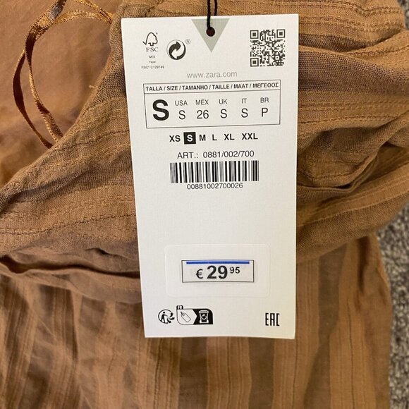 Zara Women's One Shoulder Sleeveless Top Brown Striped Tie Size S - Small - NWT - Picture 14 of 16